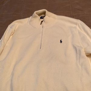 Men’s Cream Polo by Ralph Lauren Double Knit Quarter Zip Pullover